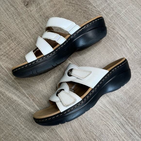 CLARKS COLLECTION Women’s White Merliah 2 Cove Slide Sandals - Picture 5 of 9